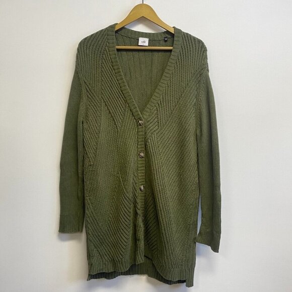 Cabi Olive Green Aerial Chunky Knit Cardigan Sweater - Picture 2 of 11